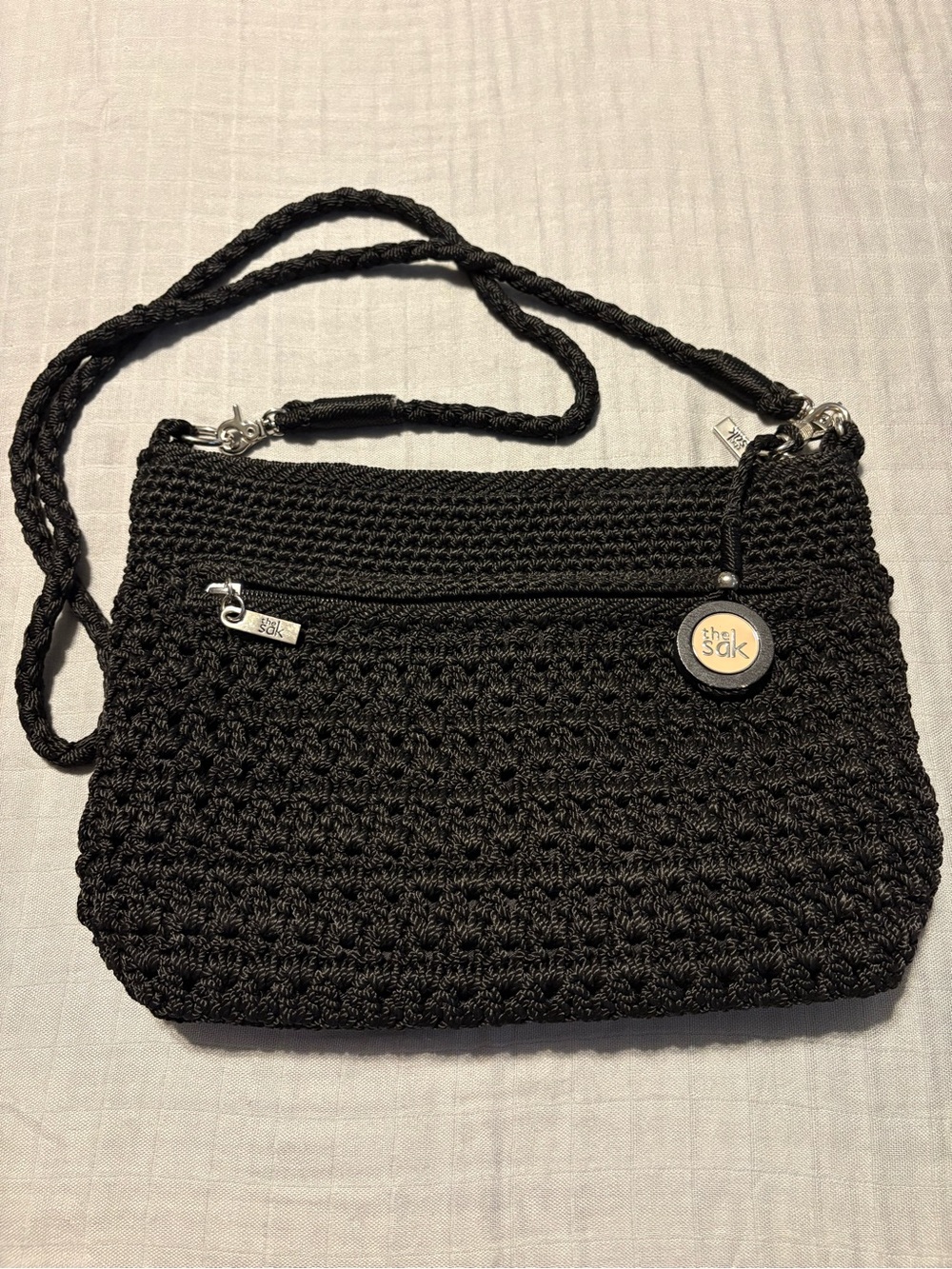 The Sak Black Crochet Braided-Strap Crossbody
